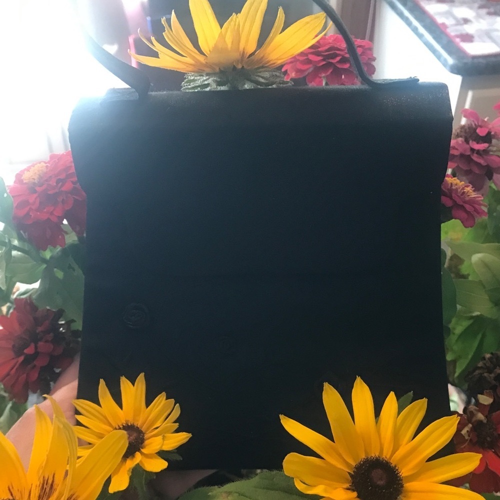 Vintage Black Satin Embellished Evening Bag Crossbody - Picture 7 of 7